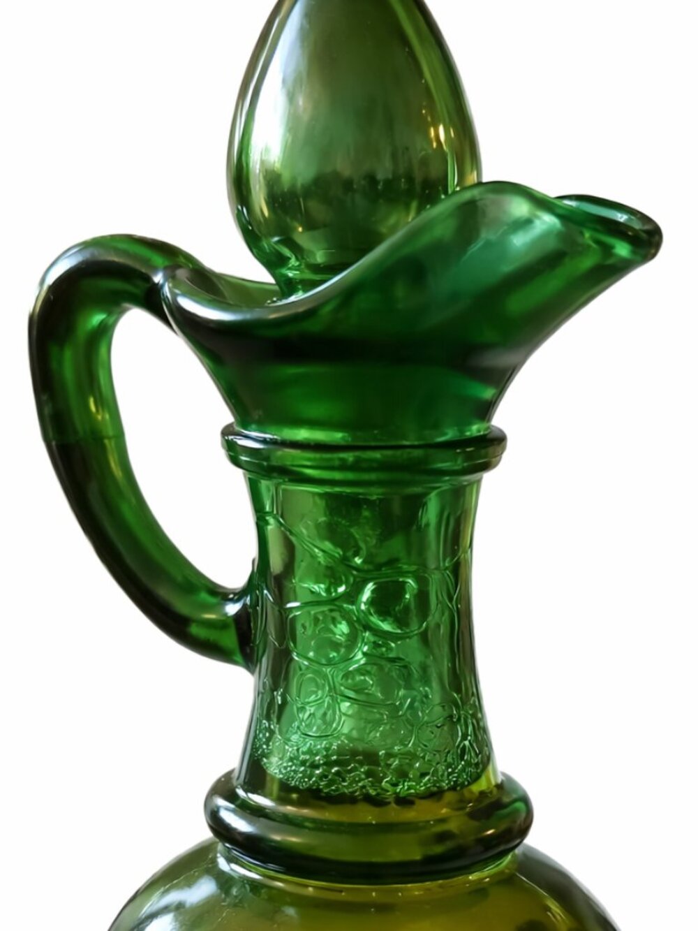 Avon Charisma Green Glass Bath Oil Urn 9” NIB Vintage Gold Motif Collectible - Picture 5 of 9